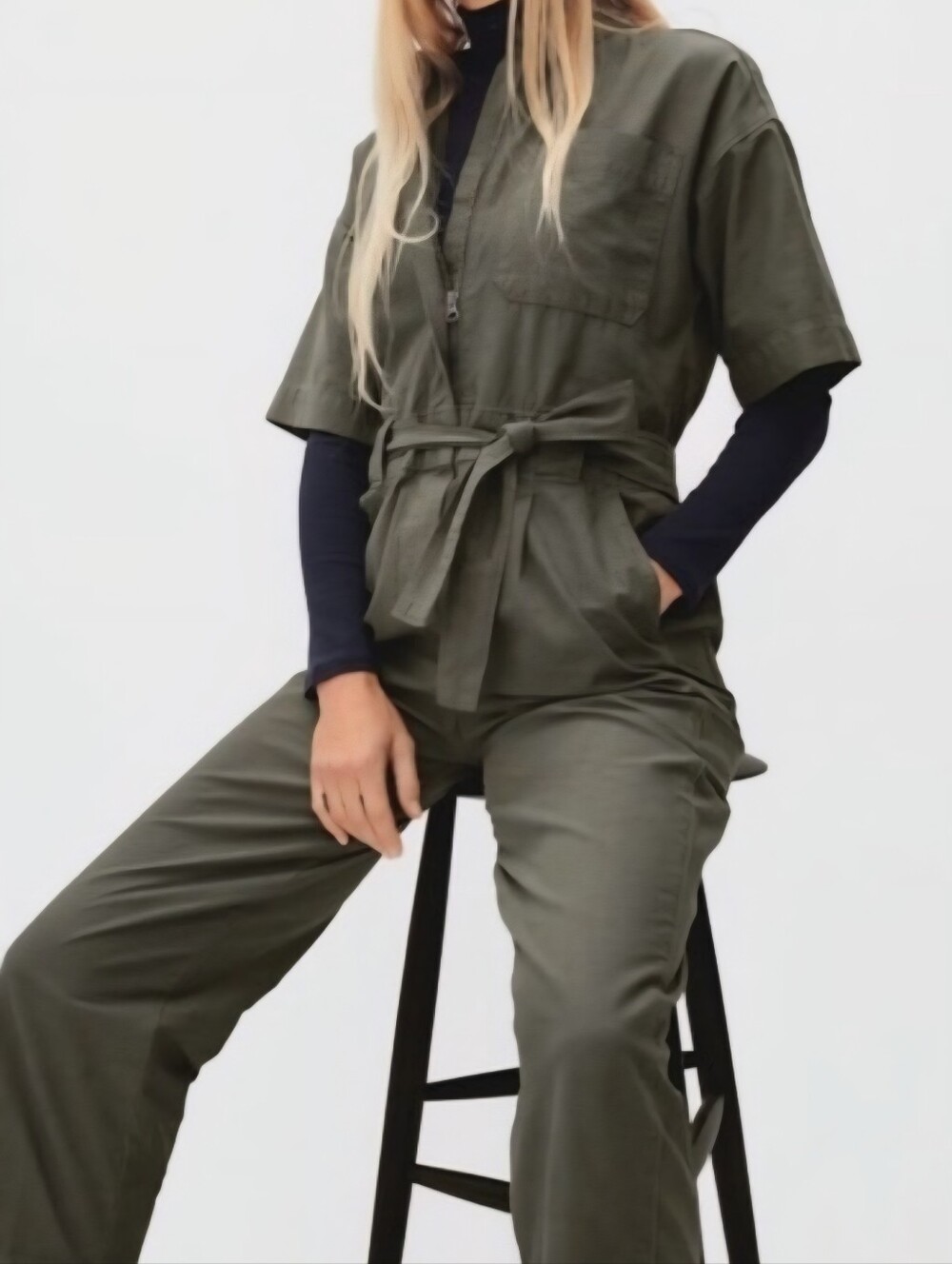 Everlane Organic Cotton Jumpsuit in Olive